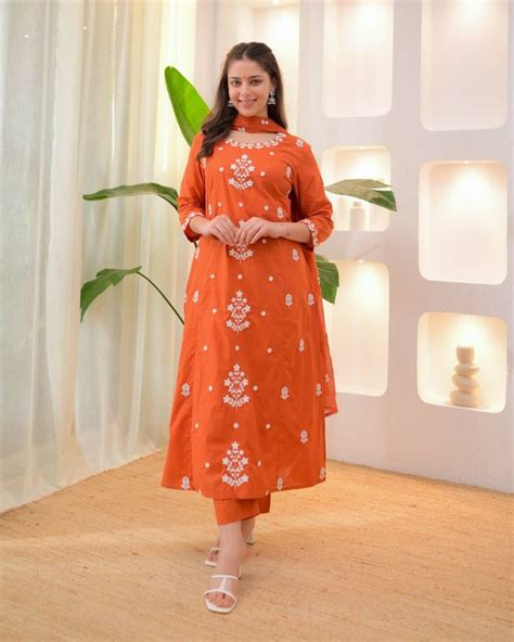 Adhira 01 Rayon Slub Embroidery Work Top Bottom And Dupatta