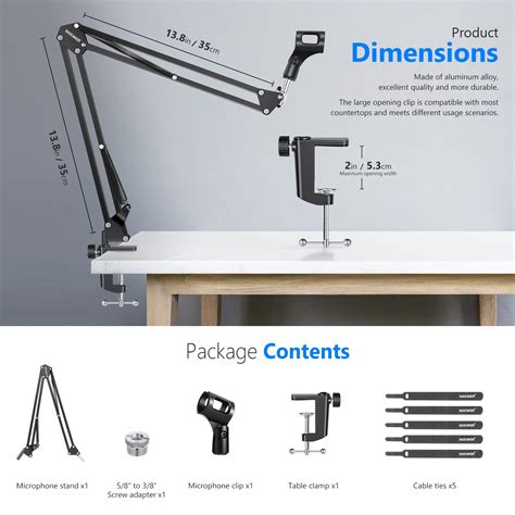 Neewer Microphone Arm Stand, Suspension Boom Scissor Mic Arm Stand with ...