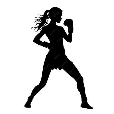 Premium Vector | Kickboxing woman silhouette on white background