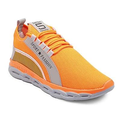 Buy SHOETOPPER Mens Orange Eva Mesh Fabric Lace-up Sports Shoes (10 UK ...