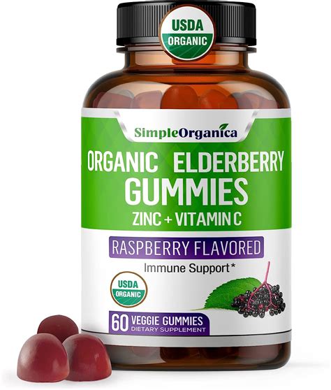 Amazon.com: Simple Organica USDA Organic Elderberry Gummies with Zinc ...