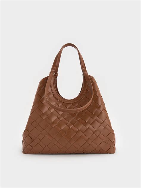 Chocolate Ivette Woven Tote Bag - Chocolate - Bags - CHARLES & KEITH IN