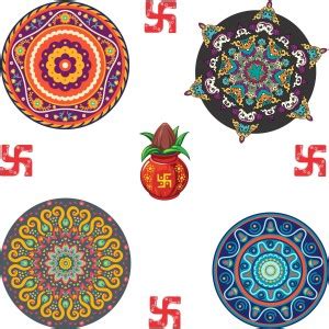 Devil designs 30 cm Floral Rangoli Combo Sticker for Diwali Devil ...