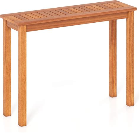 Amazon.com : Tangkula Narrow Outdoor Dining Table, Solid Wood Furniture ...