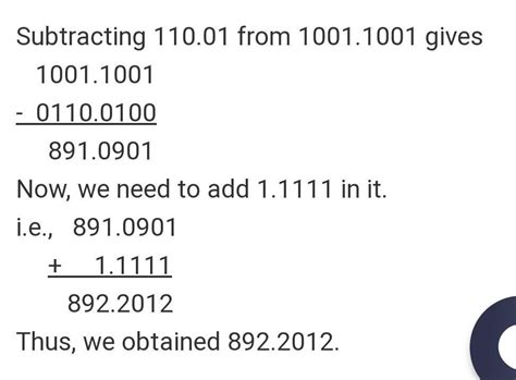 subtract 11001 - 01010 in binary number system please reply I will mark ...