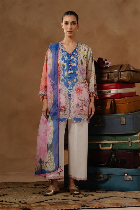 SANA SAFINAZ | M261-013B-CU Unstitched Muzlin Lawn 3 Piece Suit ...