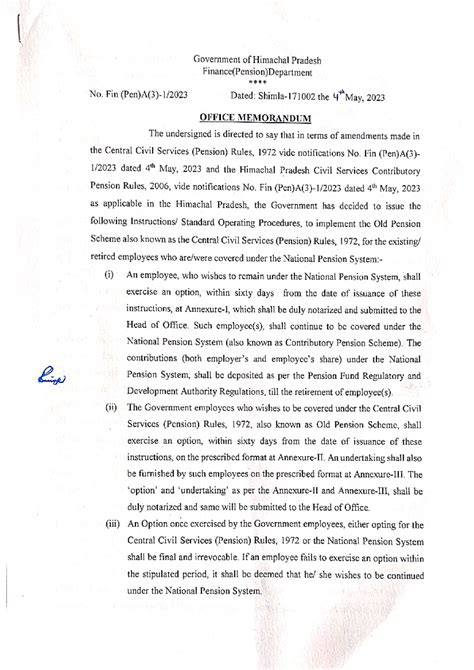 Himachal Pradesh Pension Rules Update 2023-24 (Notification No. Fin(Pen ...