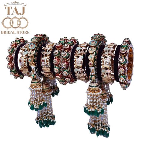 Luxurious Rajasthani Bridal Bangles Set with Dulha-Dulhan Motifs – Taj ...