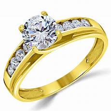 Engagement Rings Gold by 14k Solid Yellow Gold Cz Cubic Zirconia Solitaire Engagement Rings Gold