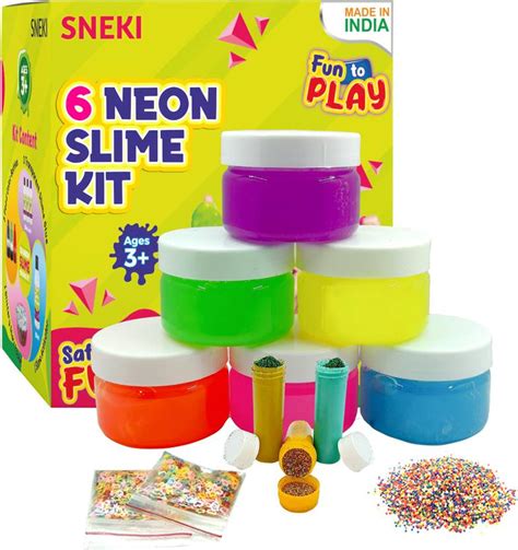 sneki 6 Pack Neon Multicolor Slime Kit Toys jelly putty clay set For ...