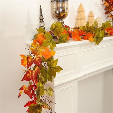 Amazon.com: Joyhalo Fall Leaves Garland for Mantle, Autumn Leaf Garland ...