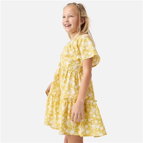 Buy Juniors Printed A-line Dress with V-neck and Short Sleeves from ...