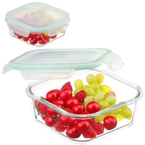 Buy MM Borosilicate Glass Square Food Storage Container, Microwave Oven ...