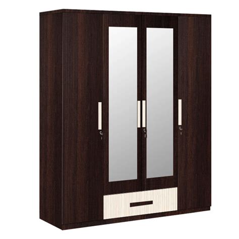 Engineering Wood 4 Door Wardrobe in Hiland Pine & Dark Maple - BuildHUB
