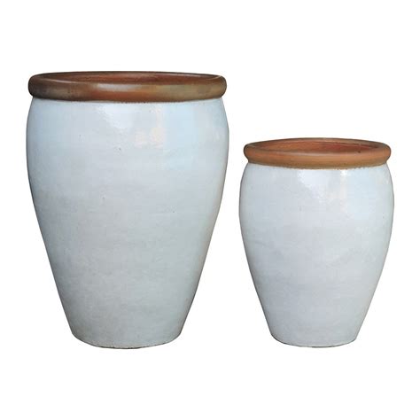 Buy Glazed ceramic pot - white with contrast rim: Delivery by Waitrose ...