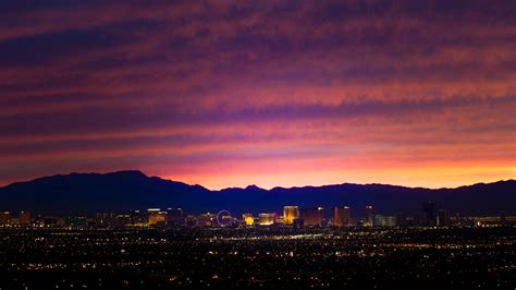 Las Vegas Strip view from a distance during sunset, Nevada, USA ...
