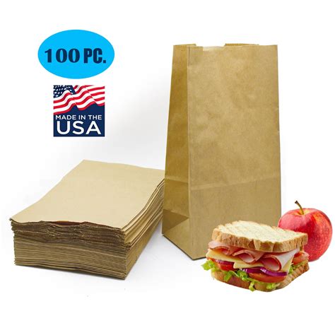 PUROSUR Kraft Paper Lunch Bags, Brown Snack Bags, 5x3-1/8x9-3/4 Inch ...