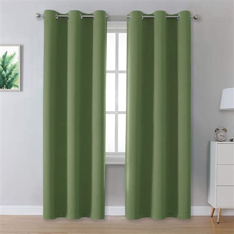 Buy Dualife Sage Green Blackout Curtains 42 x 96 Inch Long Set of 2 ...