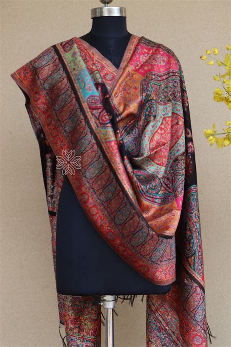Black Kani Silk Jamawar Dupatta– Imperial Weaves