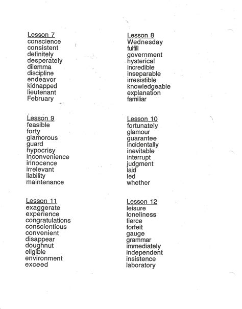 10Th Grade Spelling Words - Printable Calendars AT A GLANCE