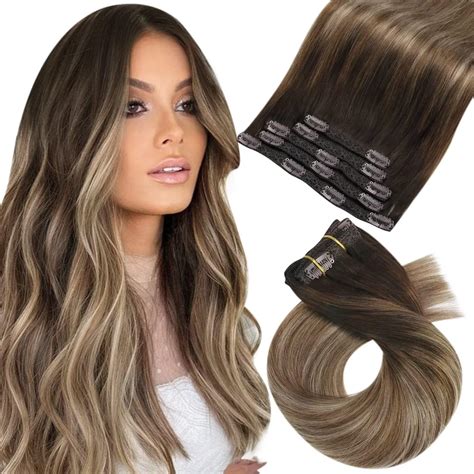 Amazon.com : Moresoo Clip in Hair Extensions Ombre Dark Brown to Dark ...