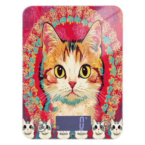WOBOGO Cute Calico Cat Kitchen Scale Digital Gram and Ounce Weighing ...