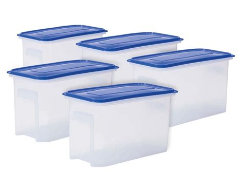 Buy Varmora Smart Storage Plastic Container Set, Blue, 12 L, 5 Pieces ...