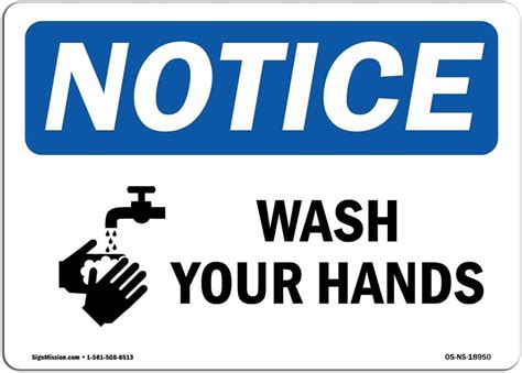 Buy OSHA Notice Sign - Wash Your Hands Sign with Symbol | Vinyl Label ...