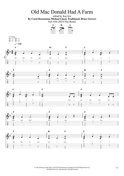 Old Macdonald Had A Farm (arr. Kee Kai) by Carol Rosenstein Sheet Music ...