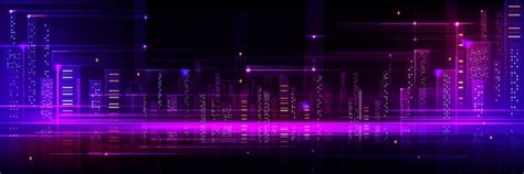 Purple tech city background abstract building bg | Free Vector