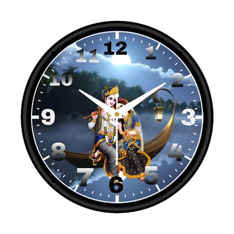 Buy AtEvent Radha Krishna Wall Clock Round with Glass Plastic Online at ...