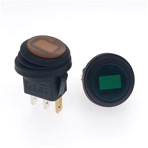 Waterproof Round on off SPST Red Illuminated Rocker Switch