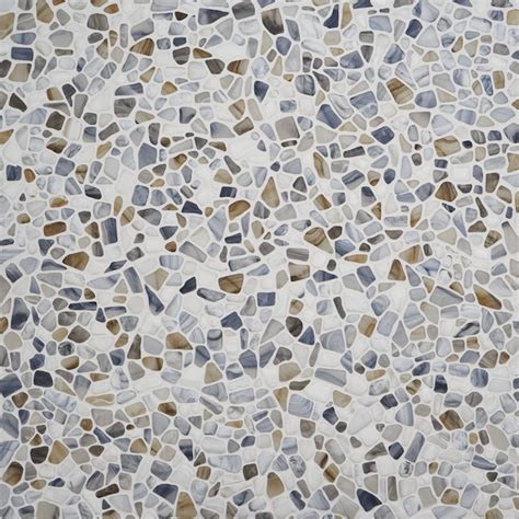 Artmore Tile (Sample) Marine Seaglass 4-in x 4-in Frosted Glass Pebble ...