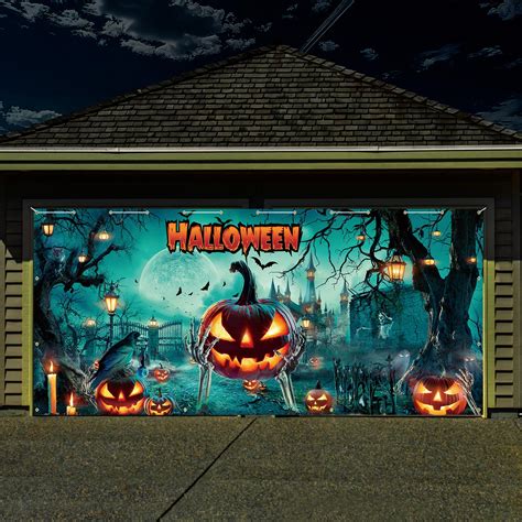 Garage Door Decoration Halloween AIBIIN 13x6ft Halloween Garage Door ...