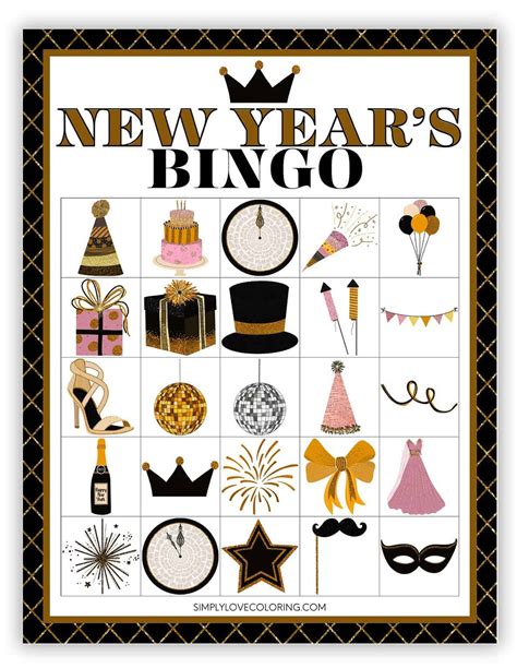 New Year's Bingo (Free PDF Printables) - Simply Love Coloring