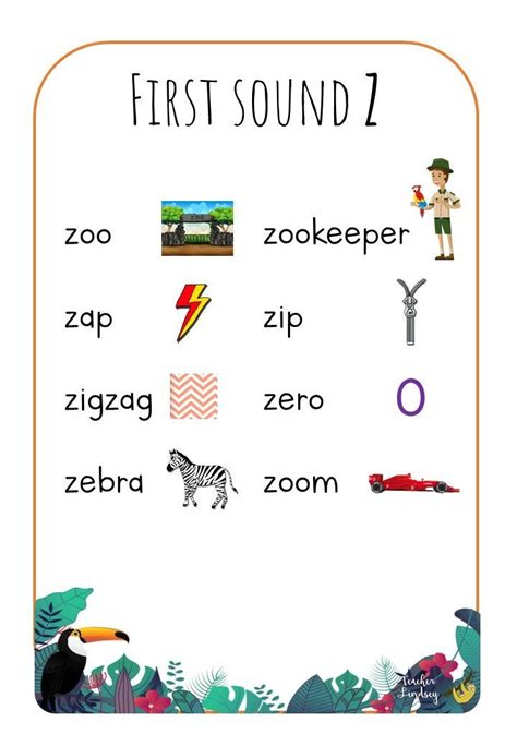 First sound /z/ word list poster by Teacher Lindsey | Phonics programs ...