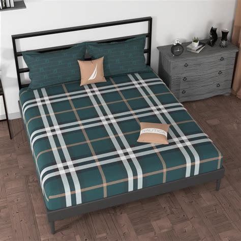 Buy NAUTICA Pacific Coast Cotton 160TC Checked 3Pcs King Fitted ...