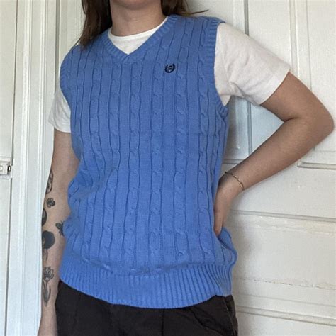 light blue sweater vest size medium no flaws - Depop