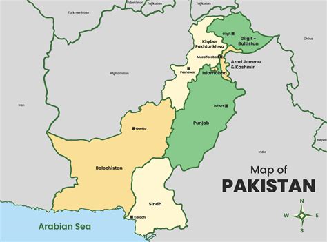 Detailed Pakistan Map with Surrounding Borders 21227299 Vector Art at ...
