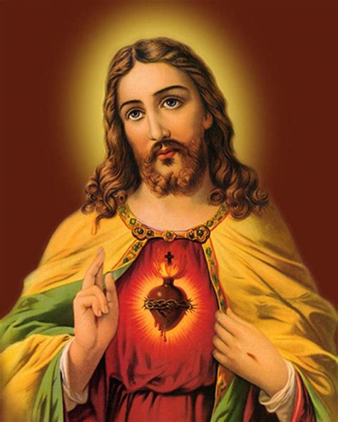 "Sacred Heart Jesus Christ 3": Brown Acrylic Painting by Ns Art ...
