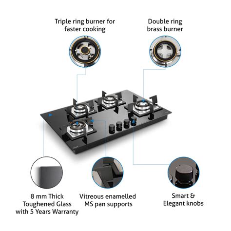 Buy 4-Burner Glass Gas Hob with Auto Ignition | Glen