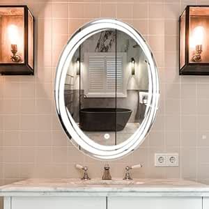 Rayden Mirrors Smart LED Mirror ? 18x24? Wall-Mounted Oval Mirror with ...