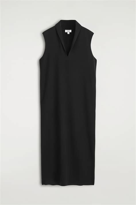 DRAPED-COLLAR MERINO WOOL DRESS - BLACK - Ladies | H&M GB