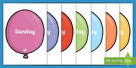 👉 Days of the Week on Balloons (teacher made) - Twinkl