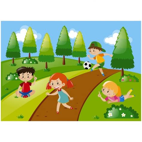 Kids playing outside cartoon Images - Free Download on Freepik