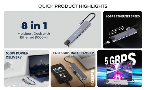 TYPE-C 8 in 1 Pro Dock with Gigabit Ethernet (1000Mbps) – Amkette