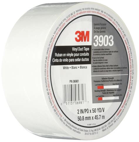 3M Vinyl Duct Tape 3903, White Color, 2 in x 50 yd, 7.3 mil ...