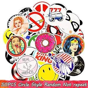 Buy GADGETS WRAP 50Pcs Circle Style Stickers Random Graffiti Cool ...
