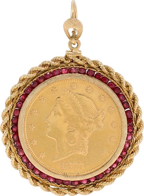 U.S. Liberty 1877 $20 Gold Coin Pendant - Gem