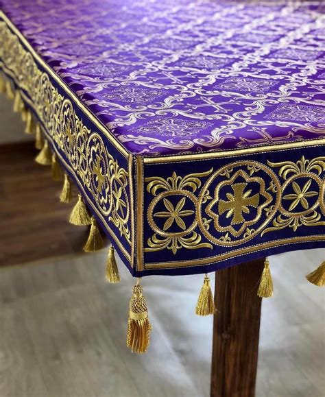 Purple and Gold Table Cloth with Tassels